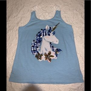 Justice girls blue unicorn sparkly tank top 🦄